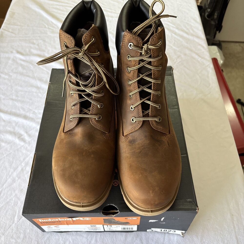 Timberland PRO Sawhorse 6" Soft Toe Work Boots Mens 13 M Brown A63EQEM4 New